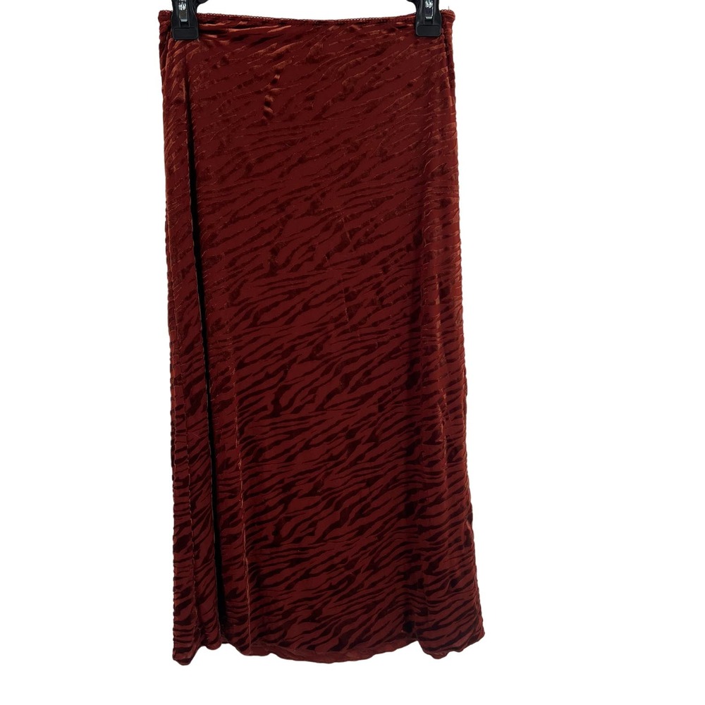 Orange Velvet‎ Animal Print Maxi Skirt Size Small